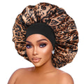 Wholesale Custom Satin Bonnet Single Layer Super Big Floral Printing Leopard Breathable High Stretch Beauty Hair Sports Ski