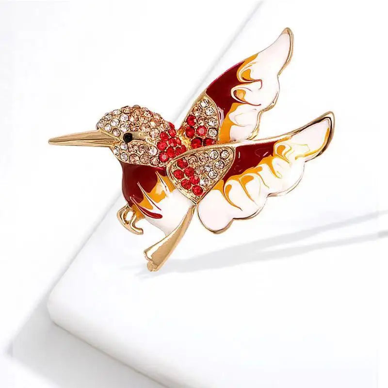 New Ladies Hummingbird Brooch Fashion Jewelry with Rhinestone and Metal Zircon Plated for Lapel Pin