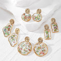 Trendy Elegant Colorful Resin Hoop Dangle pink Real Genuine Flower Earrings for Women in Bulk