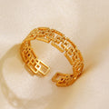 Hollow Rings 18K Gold Plated Open Stainless Steel Hollow Ring for Women YRS340