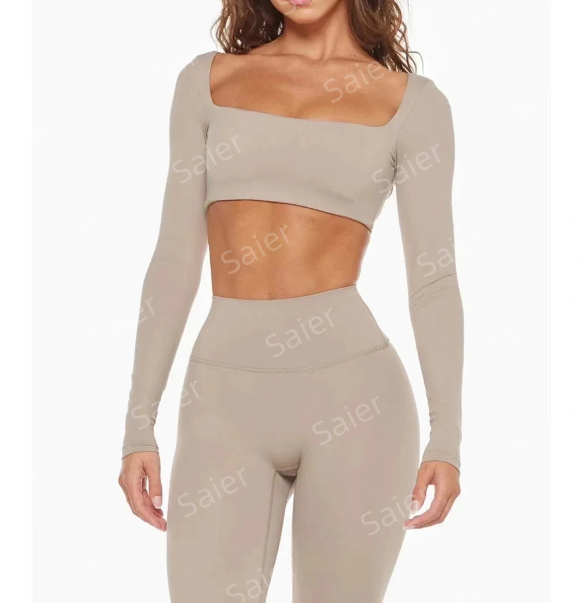 F230501 Custom Fitness Yoga Leggings Top Sets Active Apparel Gym Fitness Sets Women Long Sleeve Clothing Gym Yoga Wear
