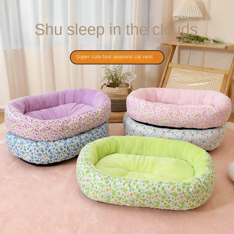 Cat Bed Customise Stylish Wuxi Flower Prints Pet Dog Bed