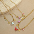 2025 New Spring Summer Charm Collection Ocean Series 18K Gold Plated Stainless Steel Necklace with Turtle Flower Charms Jewelry