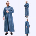 Custom Islamic Clothing Dubai Arabic Moroccan Torbay Stand Collar Robes Muslim Thobe for Men