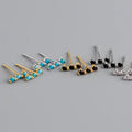 High Quality New Classic Cute Style 925 Sterling Silver Turquoise CZ Stone Pave Stud Earrings for Women