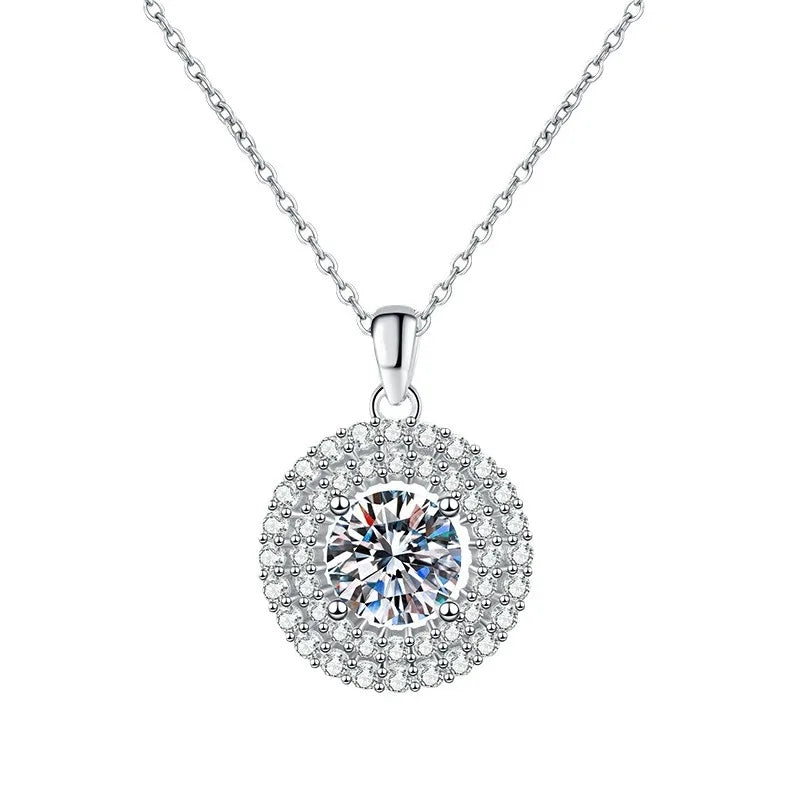 Wholesale Minimalist Grade D 2ct Moissanite Diamond Pendant Necklaces 925 Sterling Silver Certified Moissanite Jewelry