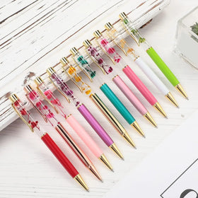 Beautiful Ballpoint Pens Liquid Flower Pen for Desk AccessoriesMetal Ball Pens for Office ODM OEM