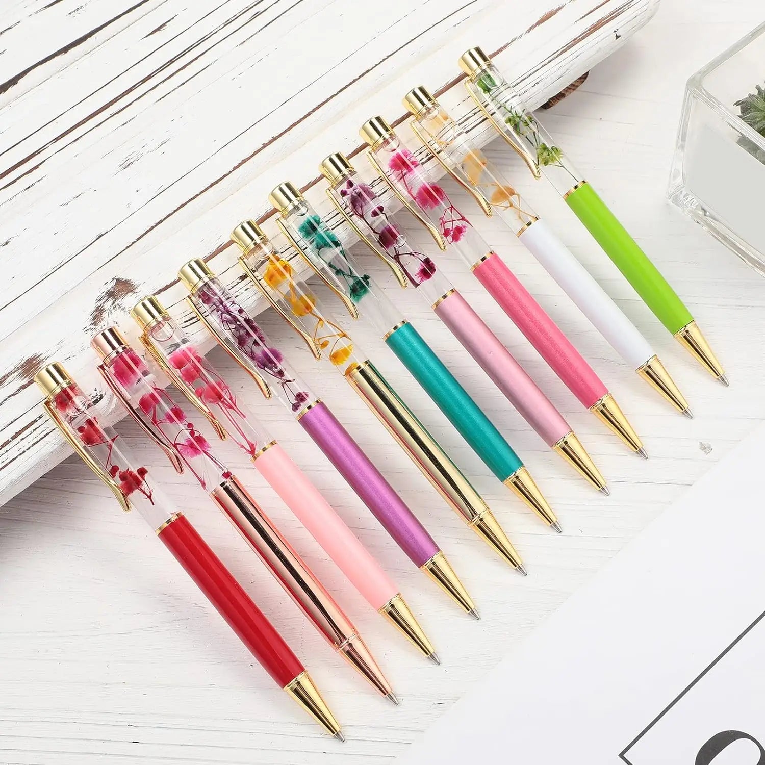 Beautiful Ballpoint Pens Liquid Flower Pen for Desk AccessoriesMetal Ball Pens for Office ODM OEM
