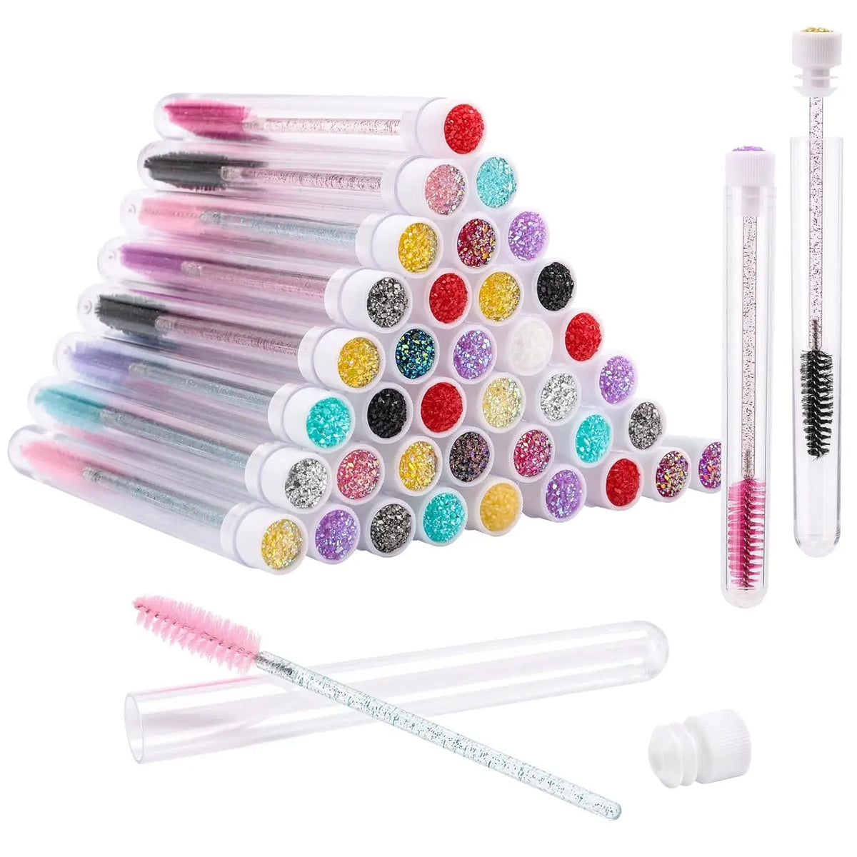 Eyelash Brush Tubes With Crystal Lash Mascara Wands Eyebrow Comb Spoolies Container Lash Brush Applicators Makeup Tools MegaBDM