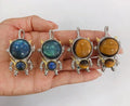 Unique Spaceman Pendant for Boy Gift Flash Labradorite Tiger's Eye Natural Stone Astronaut Men Jewelry