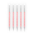 Wholesale 5pcs/set Pink Silicone Double-head Nail Art Dotting Pen Rhinestone Picker Nail Art Carving Drawing Painting Pen