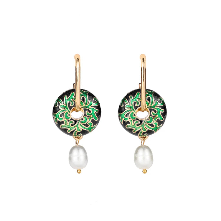 Fashion Simple  Temperament Eardrop Earrings Circle Flower Drop Earrings