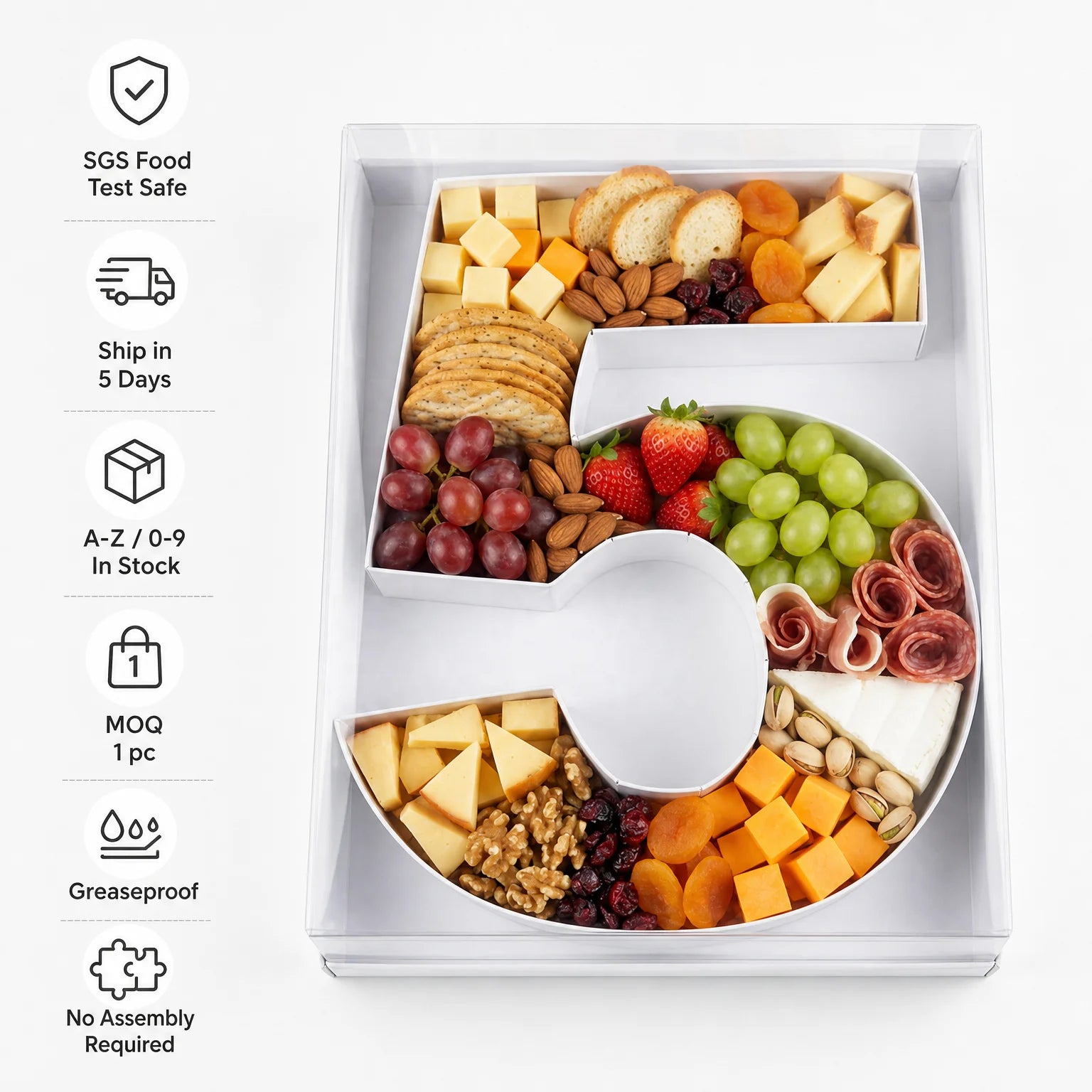 12 Inch Birthday Treat Surprise Gifts Filable Mache Clear Snack Lid Cupcake Number Shaped Box for Strawberry