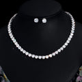 Stunning Big Carat Round Cubic Zircon CZ Tennis Necklace and Earrings Women Luxury Bridal Party Jewelry Set for Wedding Evening