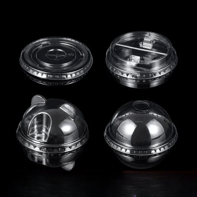 Custom 90/95/98/108 Diameter Disposable Milk Tea Beverage Juice Packaging Cup LIDS PET Transparent Plastic LIDS