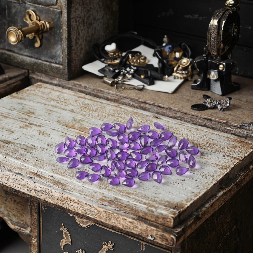 High-quality Custom-made Natural Amethyst Pear Shaped Faceted Natural Loose Gemstone Faceted Gemstones Crystal Faceted