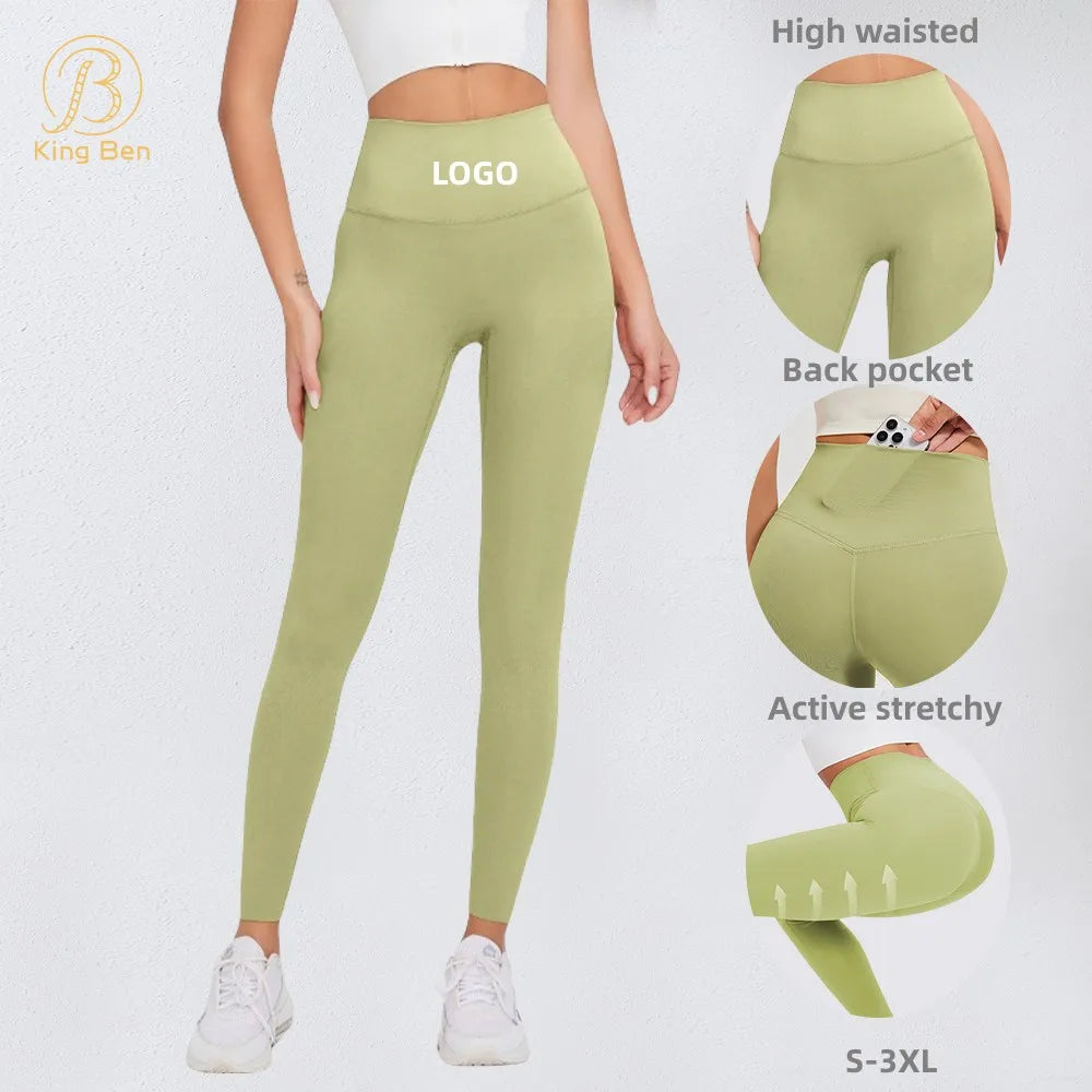 Custom Logo Women Yoga Pants Plus Size Leggings Fitness Workout High Waist Active Stretchy Peach Hip Running Gym Wear