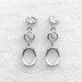 Sterling Silver 8*10mm Semi Mount Stud Eardrops Empty Frame Support Blank Setting S925 Base Without Center Stone DIY for Inlay