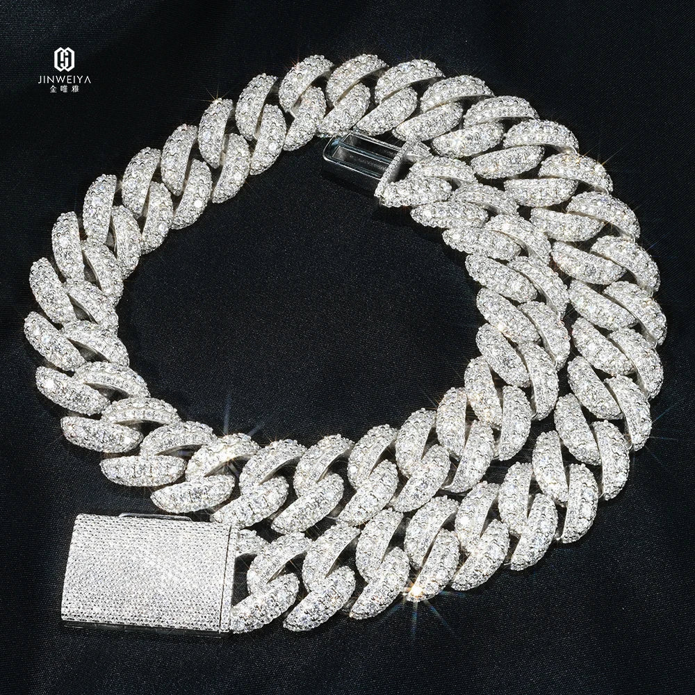 18mm Luxury Cuban Moissanite Chain 925 Sterling Silver Thick Iced Out VVS Clarity Hip Hop Style Cuban Link Necklace