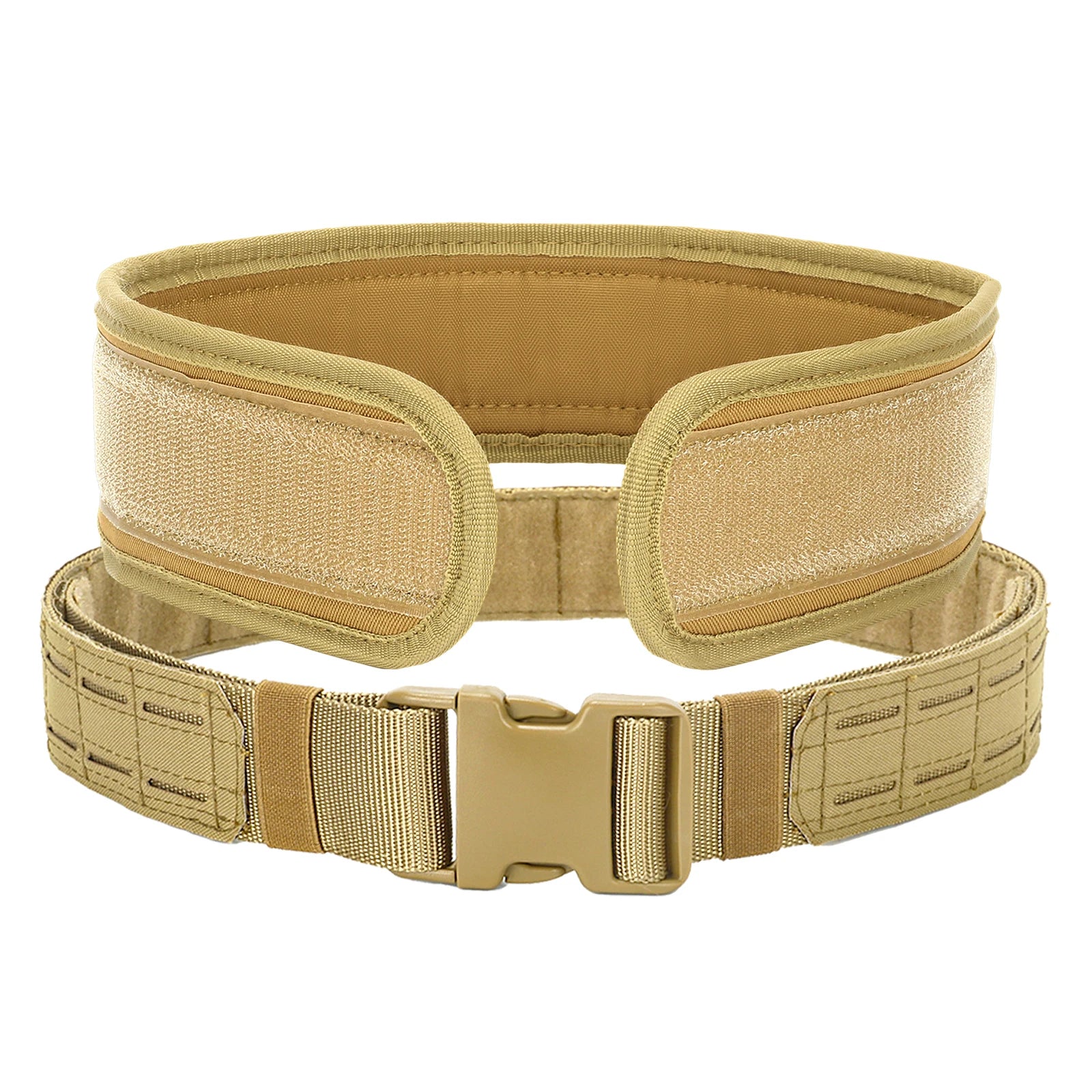Laser Cut MOLLE Tactical Rigger Belt Double Layer Durable Nylon Hunting Webbing Duty Belt with Plastic Quick Release Buckle