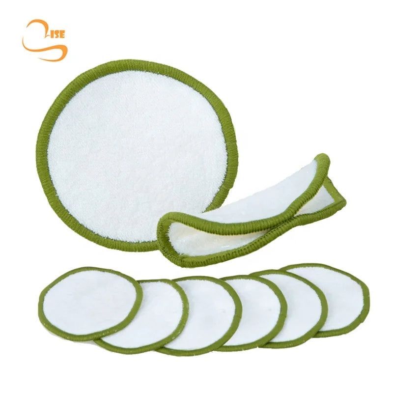 3.15" Soft Bamboo Terry Reusable Bamboo Face Cleansing Pads Cotton Bag Set Facial Towels Makeup Removal