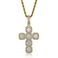 Hip Hop Unisex Rapper Jewelries White Gold Plated Bling Vintage Iced Out CZ Gemstone Cross Pendant Can Match Tennis Chain
