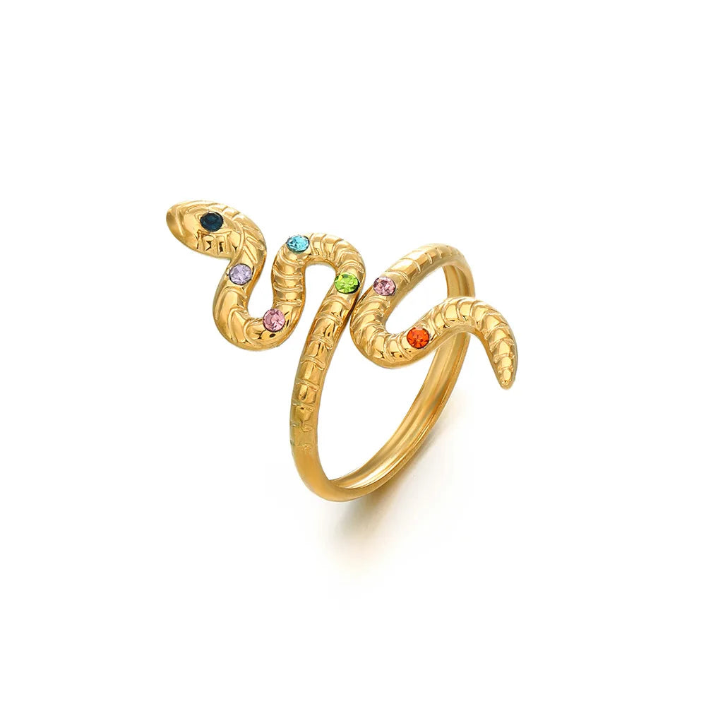 New Design Square Crystal Zircon Opening Ring 18k Gold Plated Serpentine Color Zircon Adjustable Ring Women's Jewelry