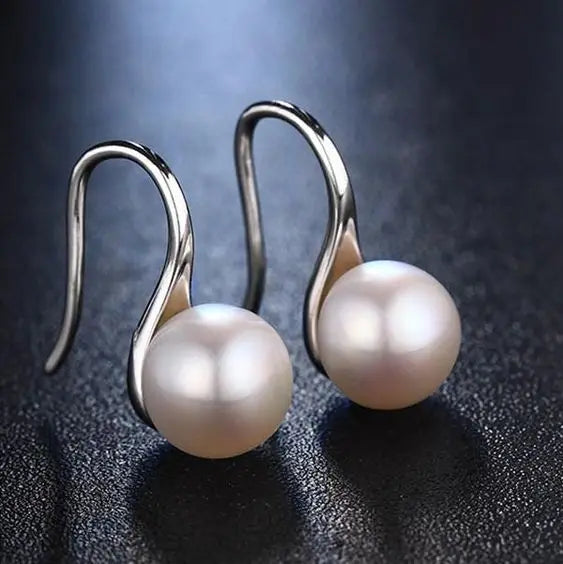 Huitan Romantic Refine Pearl Drop Earrings New Glitter Girls Lady Elegant Silver Earrings Pearl Women