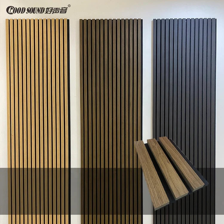 GoodSound High Density Polyester Pet Mdf Wall Decorate Sound Akupanel Oak Slat Wooden Acoustic Panels