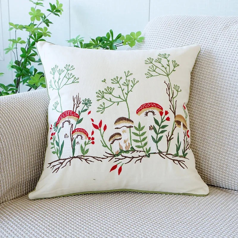 Amity Fashion Flowers  Plants Embroidered Throw Pillowcase Home Sofa Decor Pillow Cover Home Sofa Square Cushion Covers