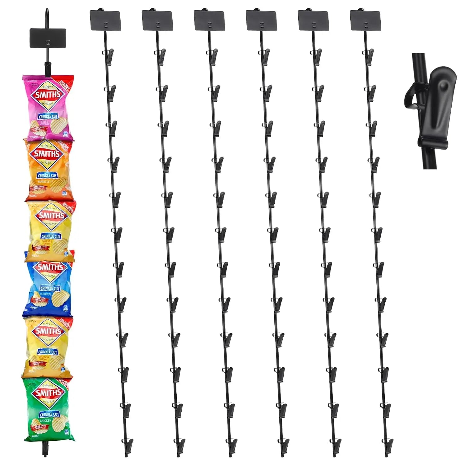 Supermarket Retail Light Duty Metal Hanging Merchandise Chips Display Stand Single Sided