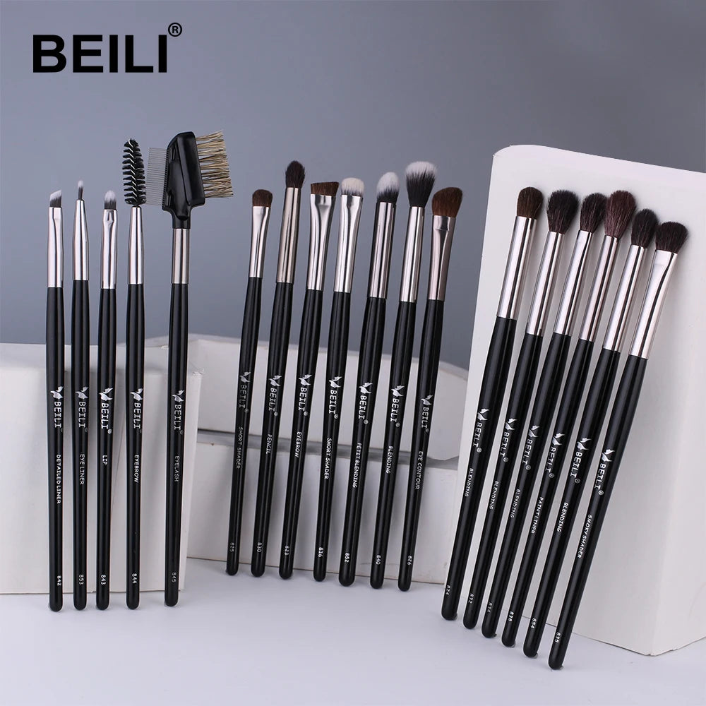BEILI Luxury Black Pcs Eye Premium Make up Brushes Eyeshadow Eyebrow Eyeliner Wholesale Makeup Brush Set Brochas Maquillaje
