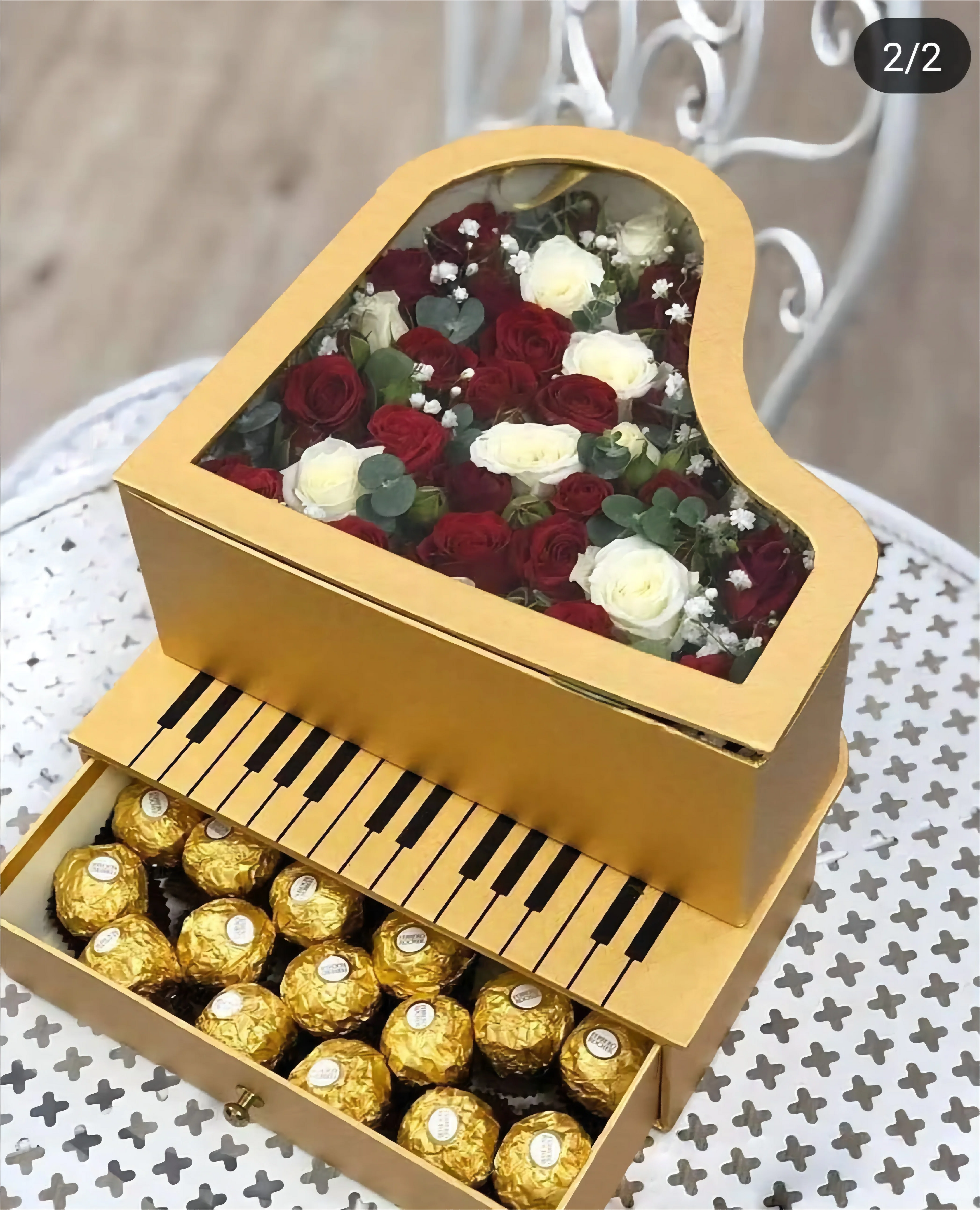 Valentine's Day Creative Piano Box with Drawer  Flower Gift Box Packaging Box Factory Wholesale (Accept Customization)