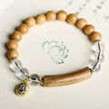 Handmade Natural clear Quartz Sandalwood Charm Bracelets  with Buddhist Scriptures
