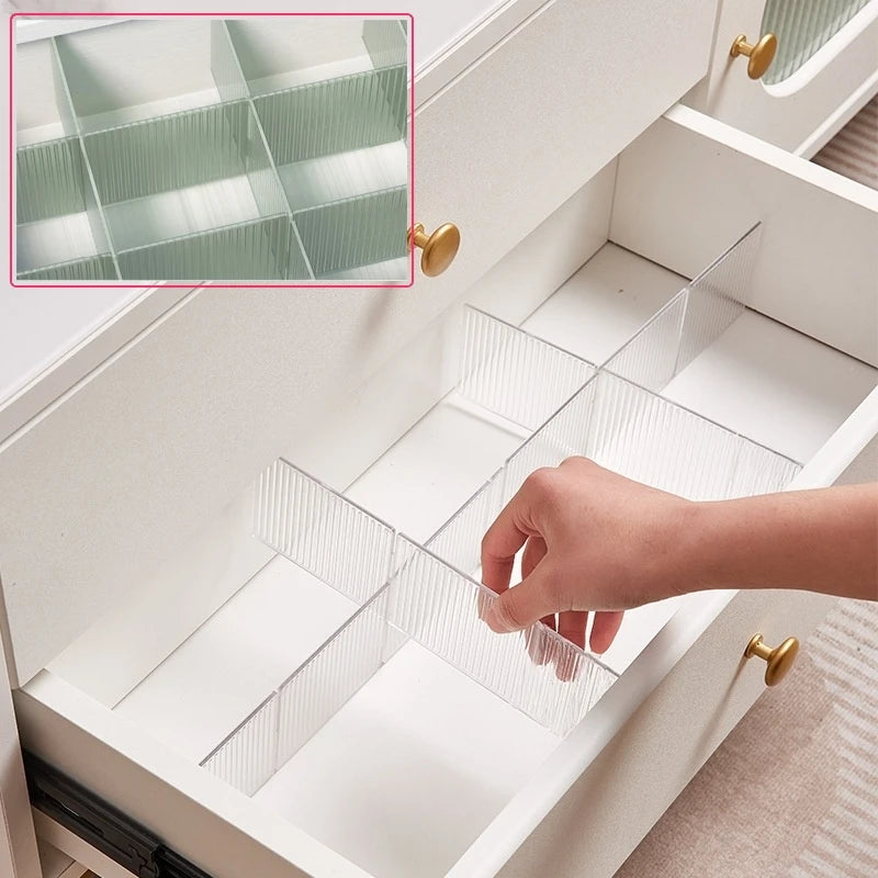 4PCS Drawer Dividers Clear Drawers Separators for Home Kitchen Closet Organizers Accessories