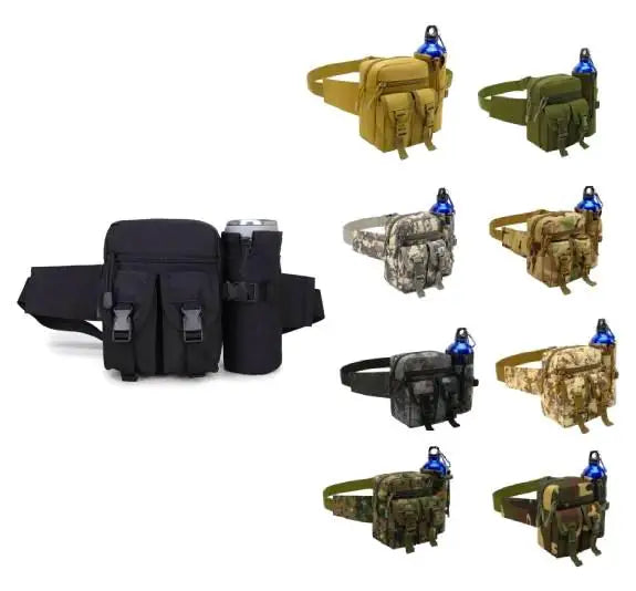 Outdoor Fishing Bumbag Waterproof Running Sport Waist Pack Tactical Fanny Pack Waist Bag with Water Bottle Pocket Holder