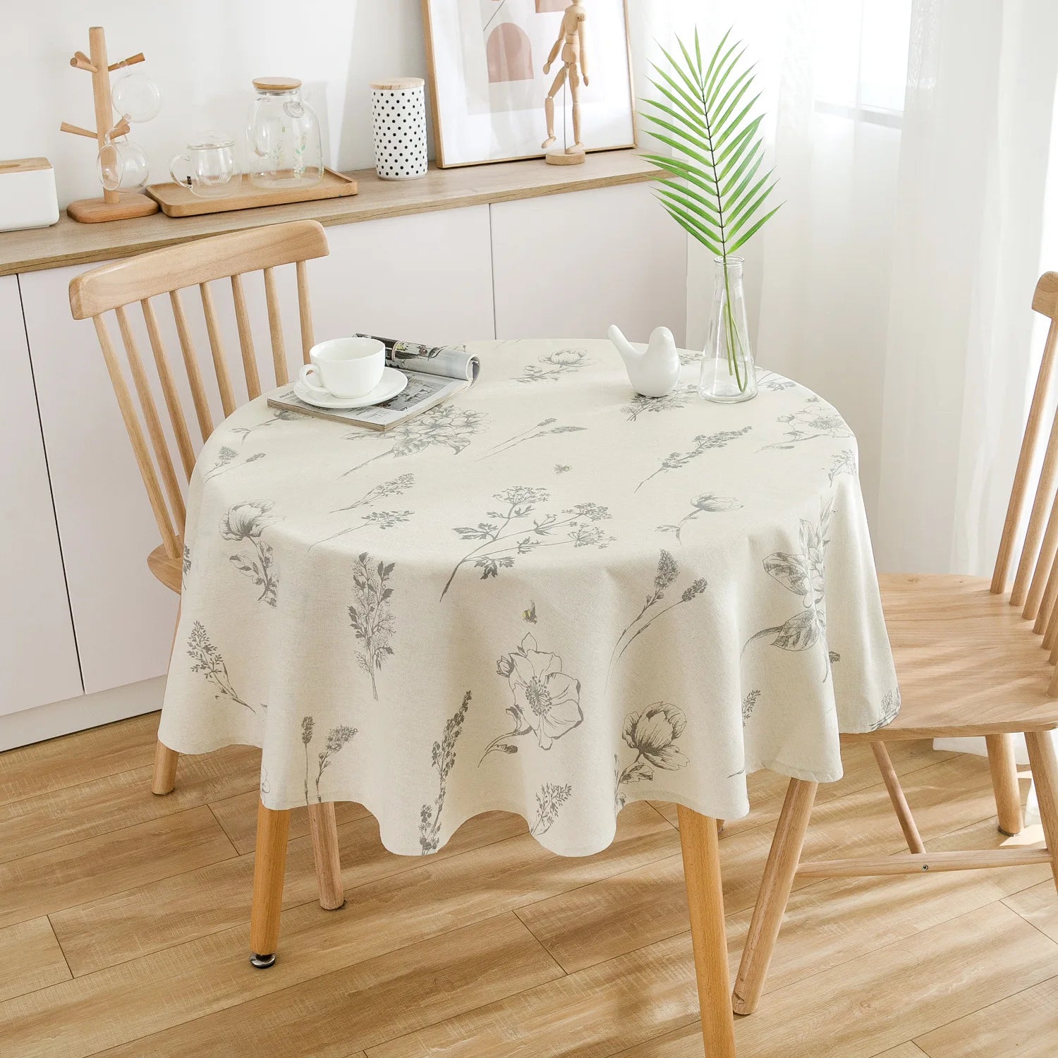 Ychon Wholesale Floral Printed Tablecloth Round Table Cloths Customizable Cotton Linen Table Cloth Dining Table Decorations