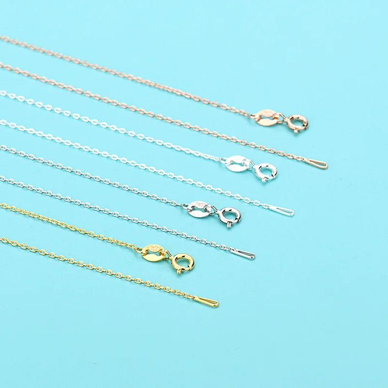 New Design Simple 1.0mm Real 925 Sterling Silver Oval Chain for Necklaces Jewelry Making Finding
