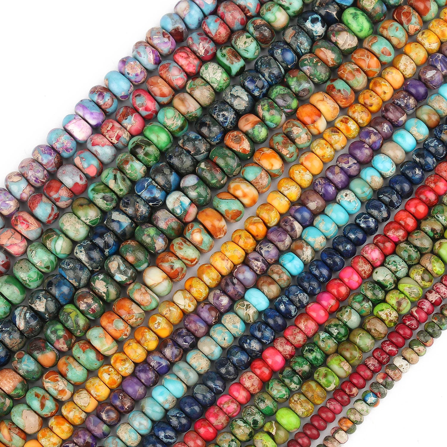 Imperial Sea Sediment Jasper Rondelle Spacer Beads Mixed Colors ABacus Stone Beads for Bracelet Making DIY Stone Beads