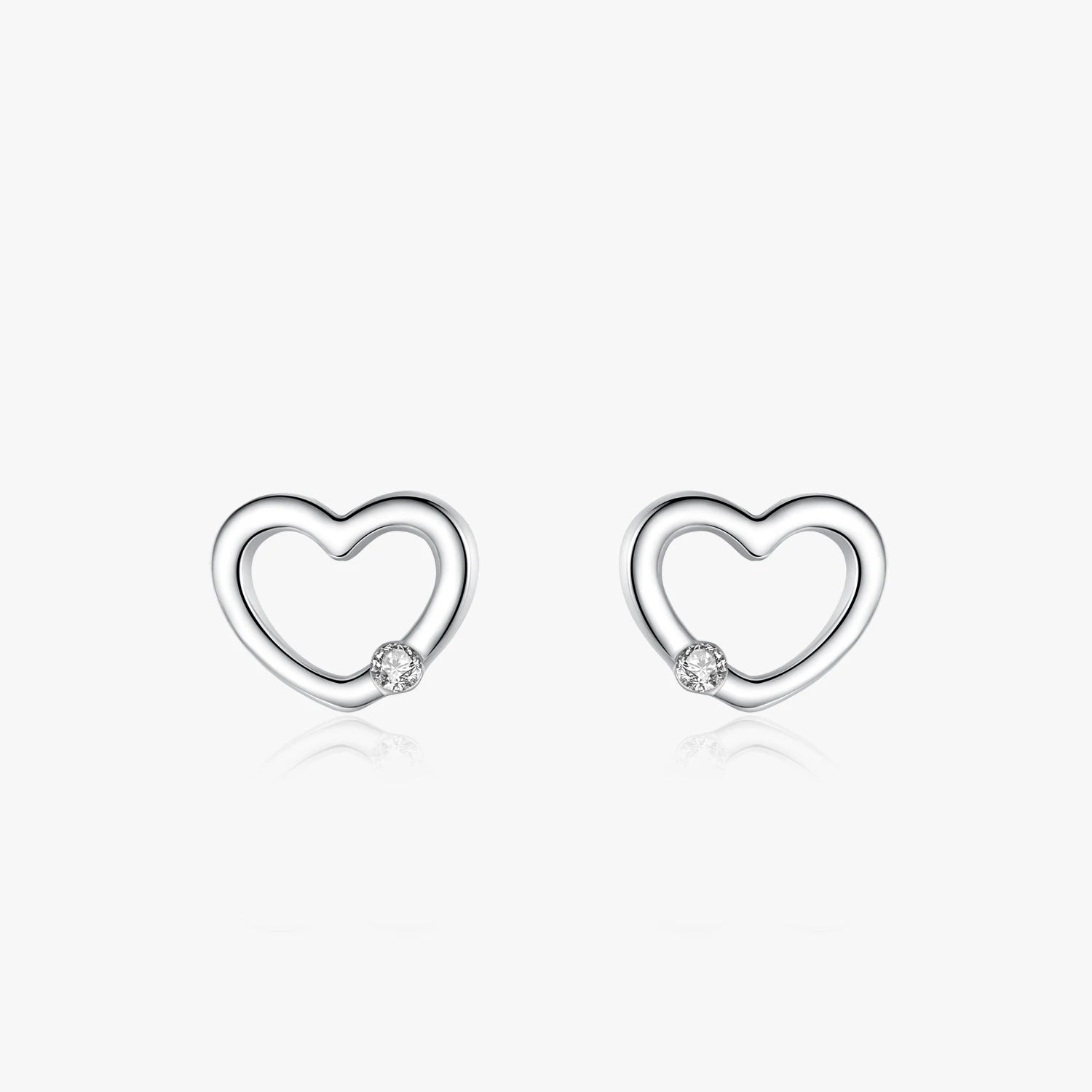 Ailmay New Simple 925 Sterling Silver Heart Fashion Romantic Stud Earrings for Women Girls Anti-allergy Fine Jewelry Gifts