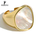 18k Gold Mother of Pearl Wide Band Rings for Ladies Irregular Fashion 925 Silver Statement Ring Fine Jewelry Designer Custom