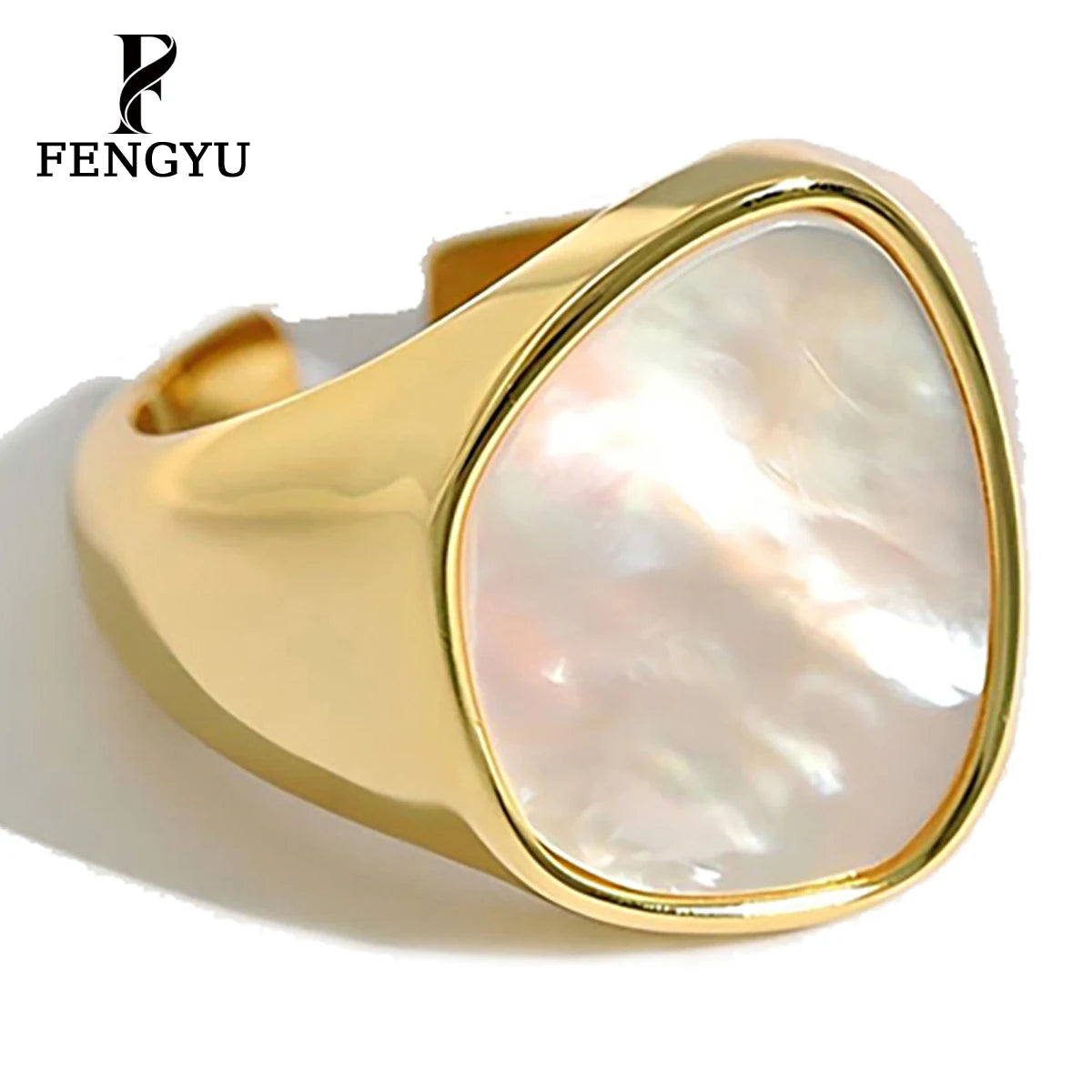 18k Gold Mother of Pearl Wide Band Rings for Ladies Irregular Fashion 925 Silver Statement Ring Fine Jewelry Designer Custom