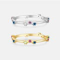 FUAMAY 18k Gold Plated Ring Sterling Silver Girls Coloured Flower Ring Colorful Flower CZ Ring