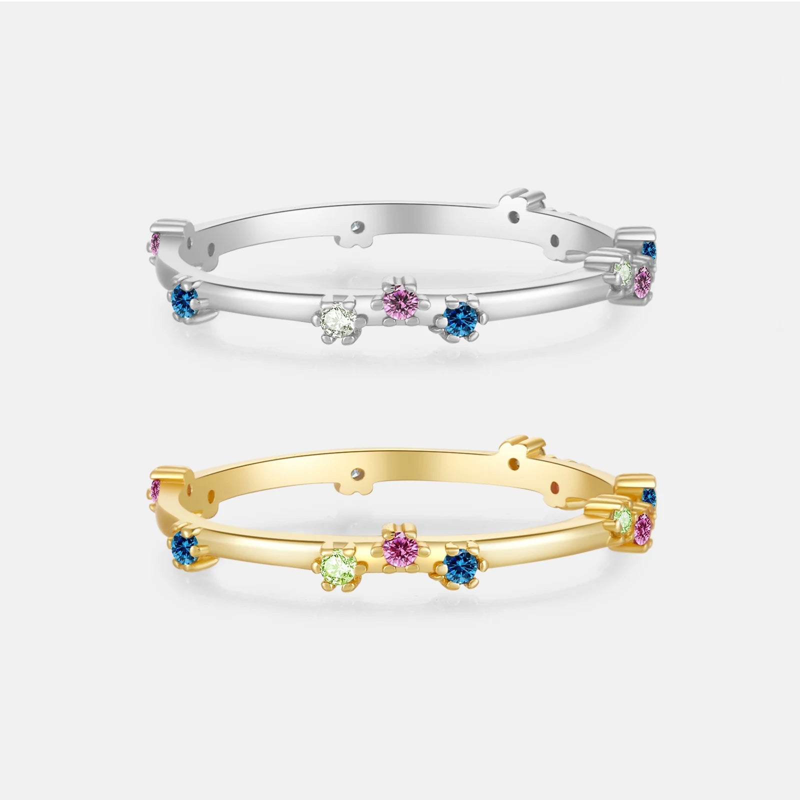 FUAMAY 18k Gold Plated Ring Sterling Silver Girls Coloured Flower Ring Colorful Flower CZ Ring