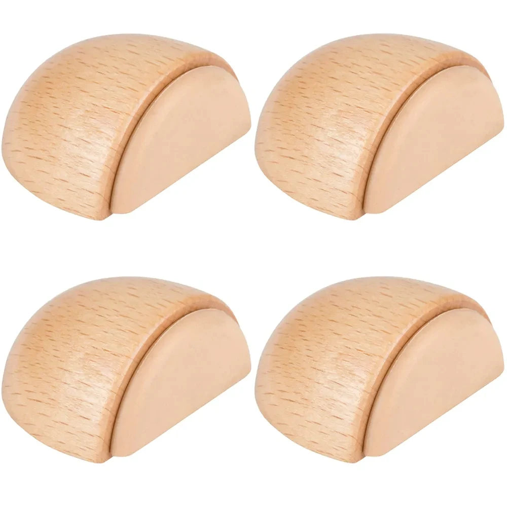Self Adhesive Round Wood Door Stopper With Rubber Bumpers for Flooring and Parquet Discreet and Elegant Doorstop