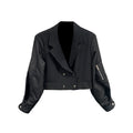 High Quality Women Jackets Autumn Spliced Belts Street Short Coats for Ladies