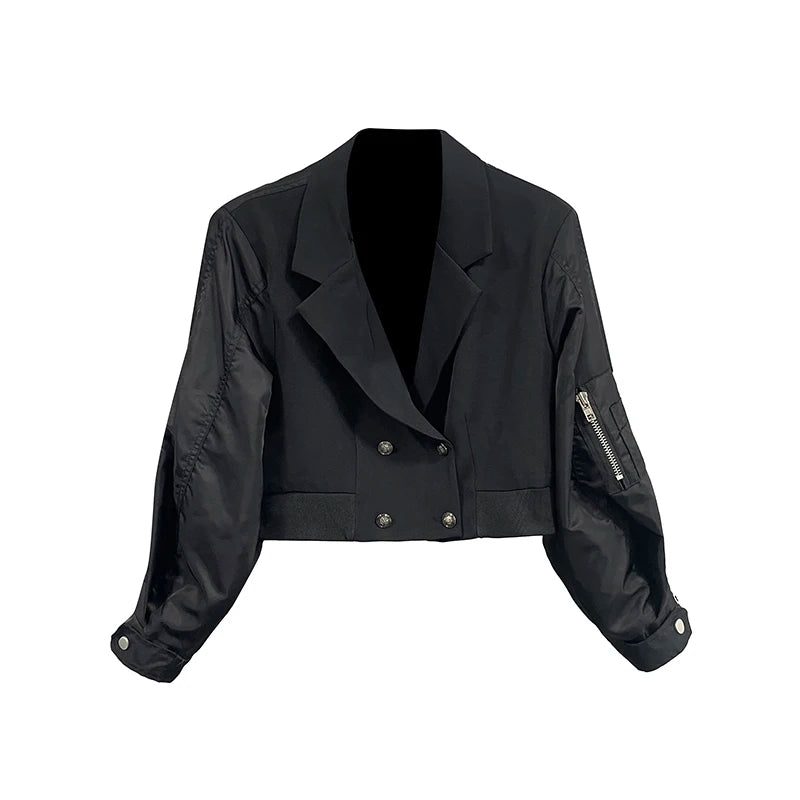 High Quality Women Jackets Autumn Spliced Belts Street Short Coats for Ladies
