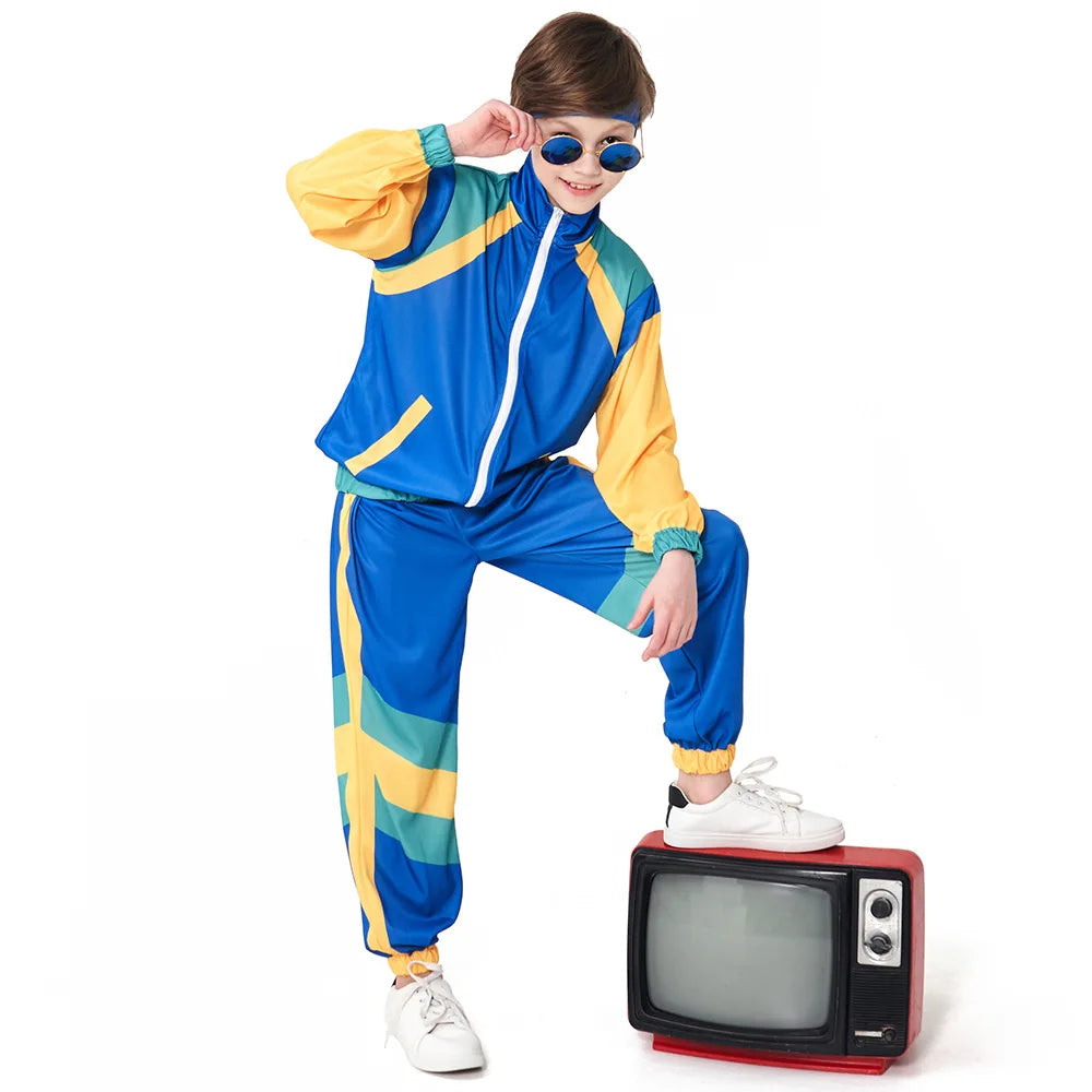 Children's Day Disco Wear Dance Sportswear Blue 70's Costume Boy