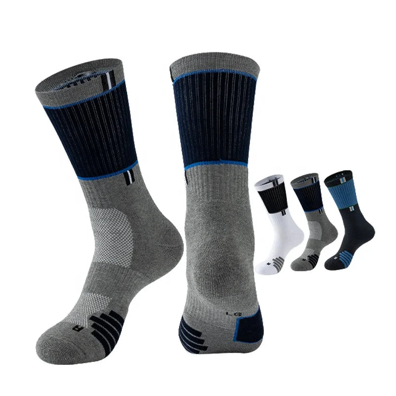 Wholesale Half Terry Running Athletic Socks Men Performance Cotton Basketball Sports Crew Socks