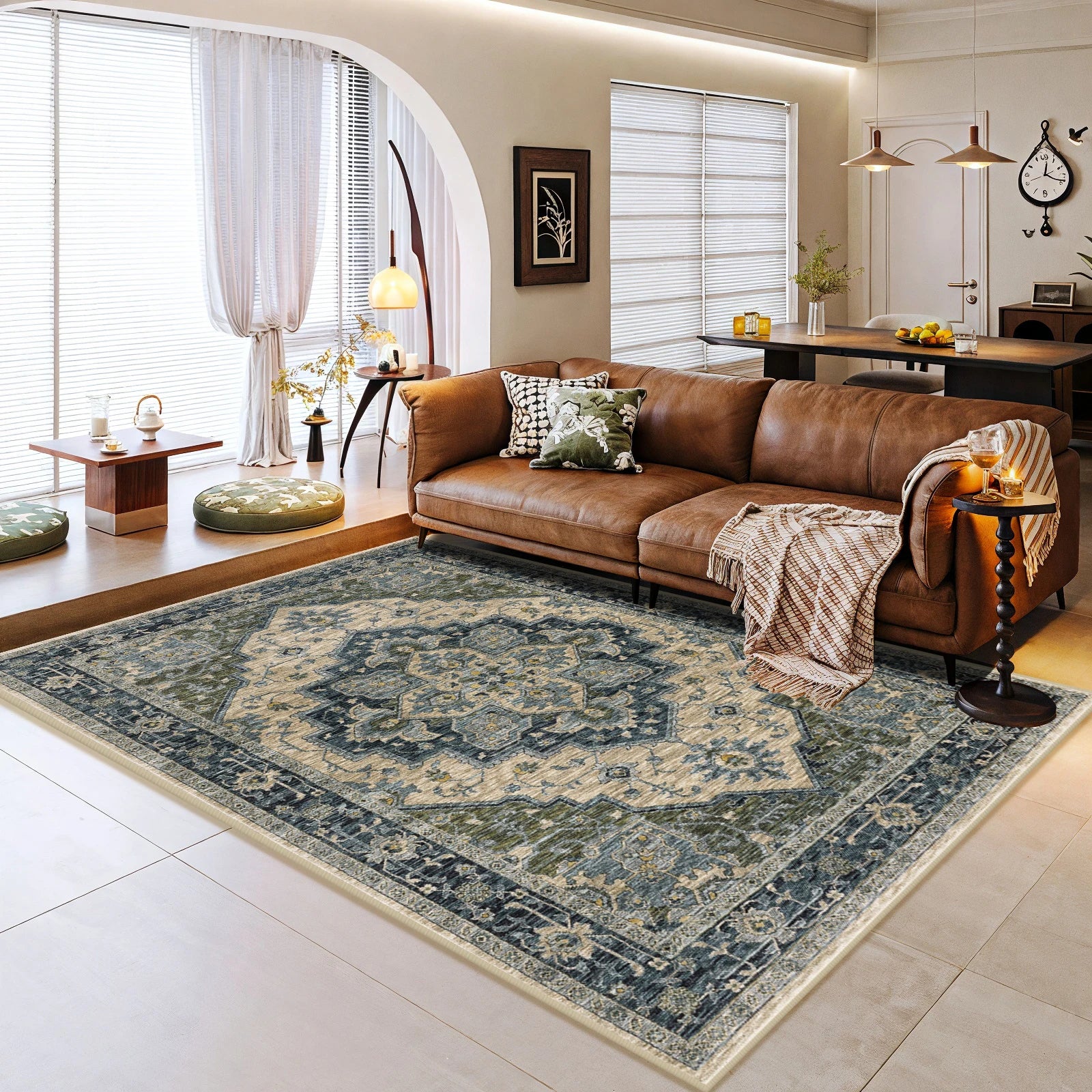Large Size Living Room Carpet Oriental Machine Made Soft Pile Area Rug for Home Non-slip Faux Cashmere Area Rug